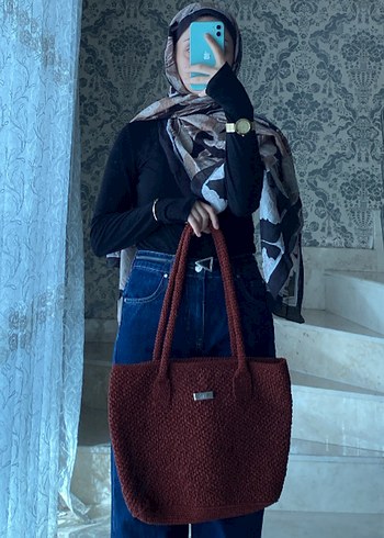 Kahverengi Örgü Kadın El Çantası - Görsel 2