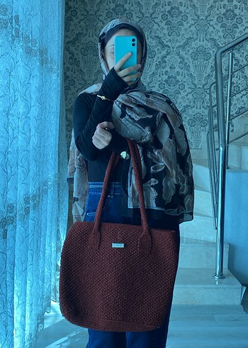 Kahverengi Örgü Kadın El Çantası - Görsel 3