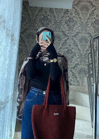 Kahverengi Örgü Kadın El Çantası - Görsel 5