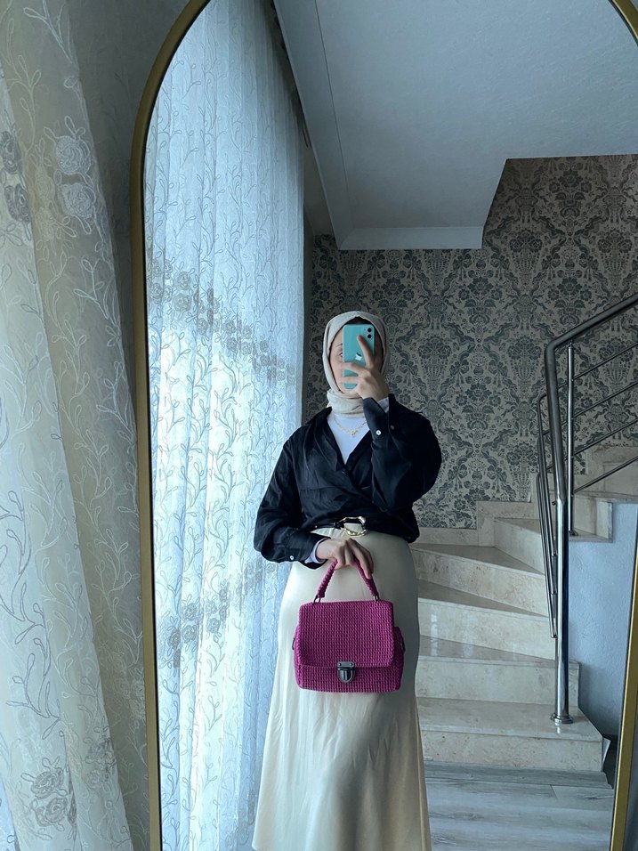 Pembe Bağlamalı Desenli Kadın Çanta - Görsel 5