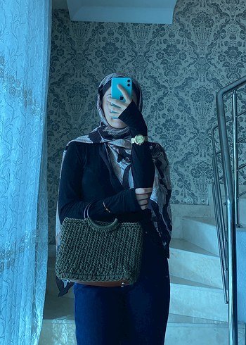 Haki rengi örgü çanta - Görsel 4