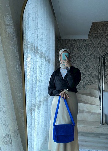 Günlük Kullanıma Uygun Kadın Mavi Çapraz Çanta - Görsel 7