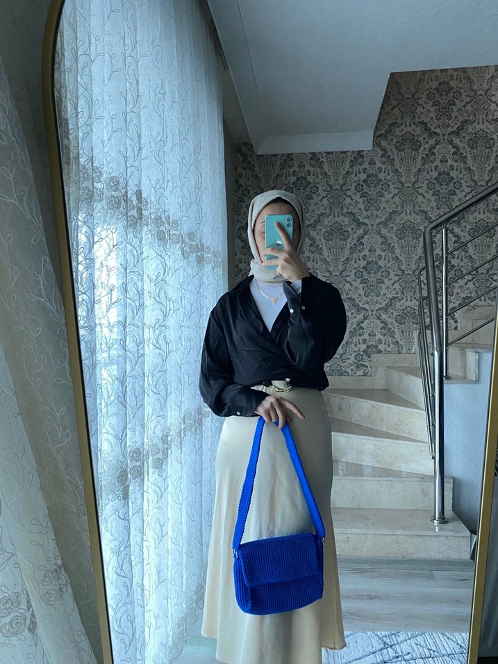 Günlük Kullanıma Uygun Kadın Mavi Çapraz Çanta - Görsel 3