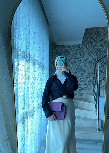 Mor Triko Kemerli Kadın El Çantası - Görsel 5