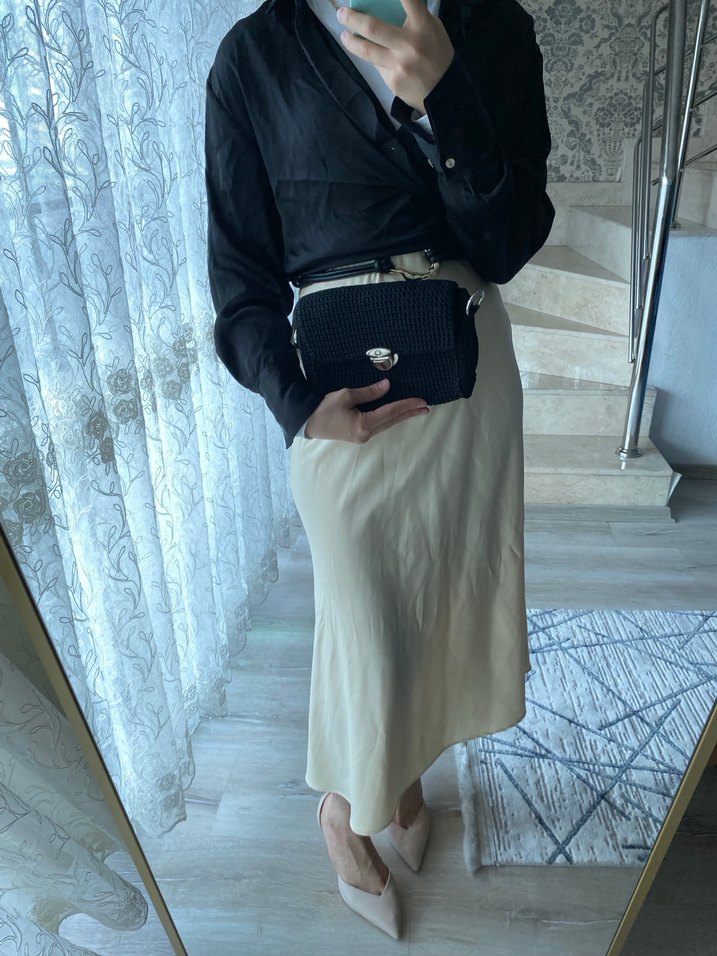 Siyah örme çanta - Görsel 2