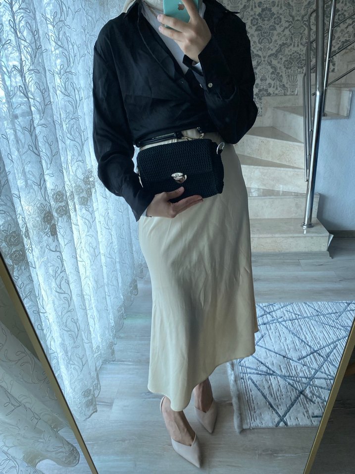 Siyah örme çanta - Görsel 4