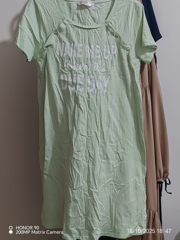 Düğmeli Yeşil Hamile Kısa Kollu Gömlek - Görsel 2