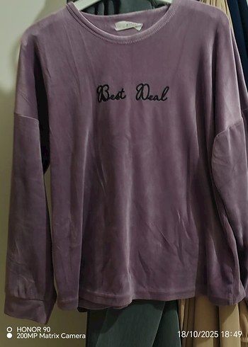 m Beden Mor Kadın pijama takımı Uzun Kollu Rahat Kesim