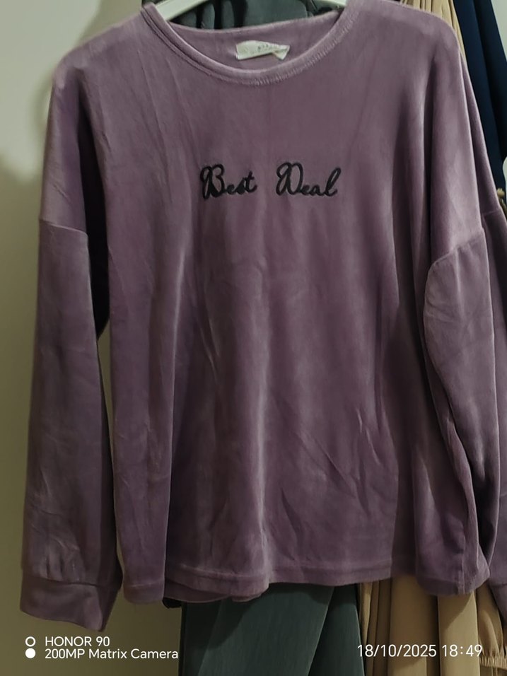 Mor Kadın pijama takımı Uzun Kollu Rahat Kesim - Görsel 3