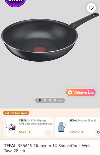 TEFAL Titanium 1X SimpleCook Wok Tava 28 cm