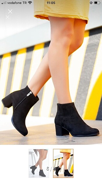 Kadın siyah süet topuklu bot - Görsel 2