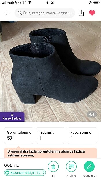 Kadın siyah süet topuklu bot - Görsel 4