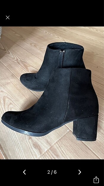 Kadın siyah süet topuklu bot - Görsel 3