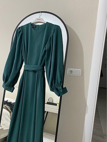 Yeşil tesettür elbise 
 - Görsel 5
