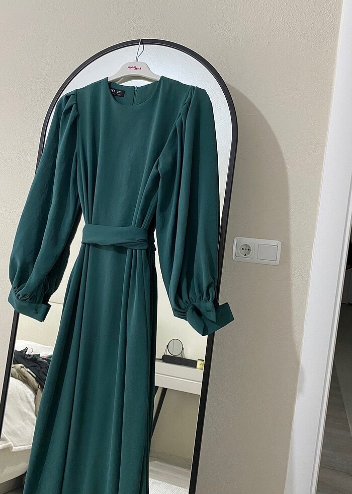Yeşil tesettür elbise 
 - Görsel 5