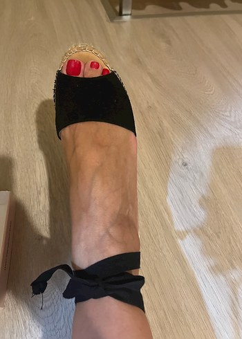 Siyah Dolgu Topuklu Kadın Espadril - Görsel 7