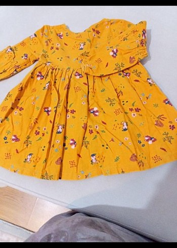 LC Waikiki Uzun Kollu, Fırfırlı Sarı Kız Elbisesi