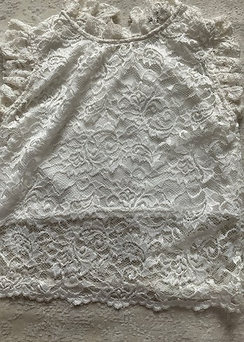 Dantel Detaylı Beyaz Kolsuz Bluz - Görsel 2