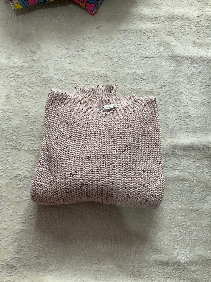 Pembe Örgü Kadın Kazak, Uzun Kollu, Normal Boy - Görsel 4