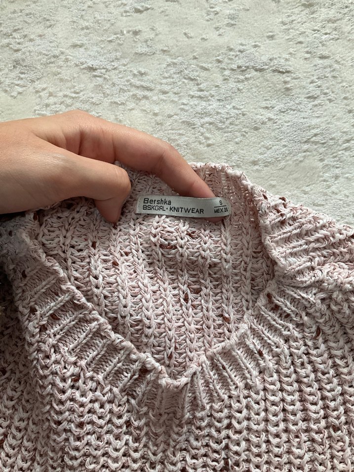 Pembe Örgü Kadın Kazak, Uzun Kollu, Normal Boy - Görsel 2