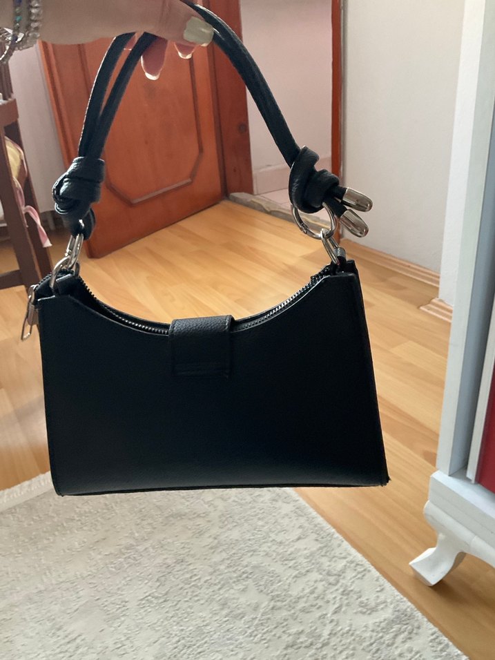 Siyah Deri Kadın Omuz Çantası - Görsel 3