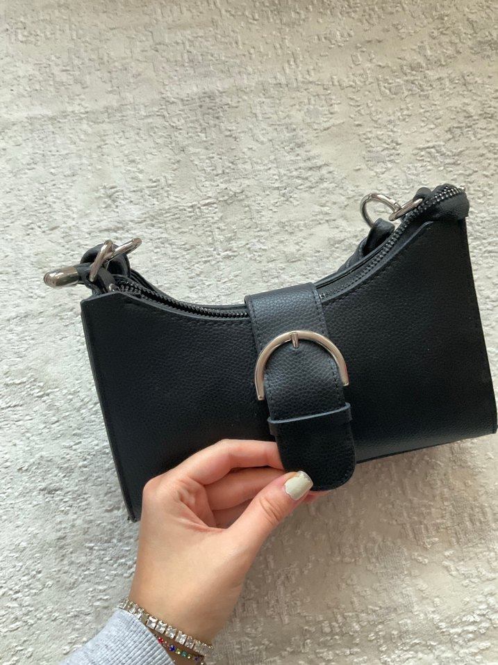 Siyah Deri Kadın Omuz Çantası - Görsel 4