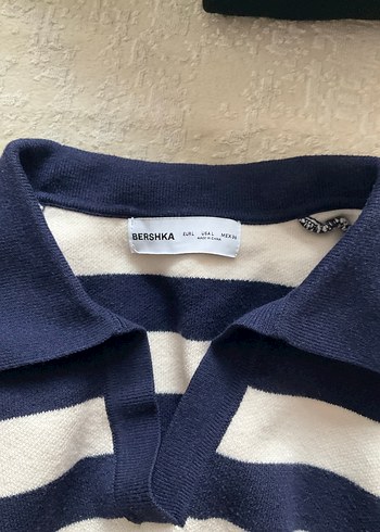 Bershka Çizgili Crop Triko Kadın Kazak - Görsel 5