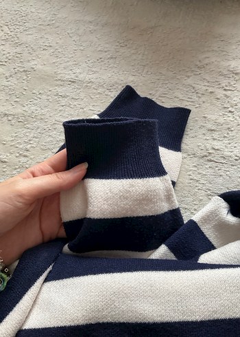 Bershka Çizgili Crop Triko Kadın Kazak - Görsel 4