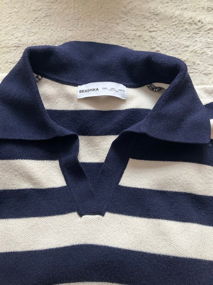 Bershka Çizgili Crop Triko Kadın Kazak - Görsel 3