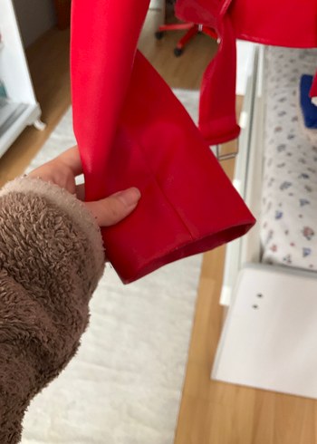 Stradivarius Kırmızı Kadın Deri Biker Ceket - Görsel 3