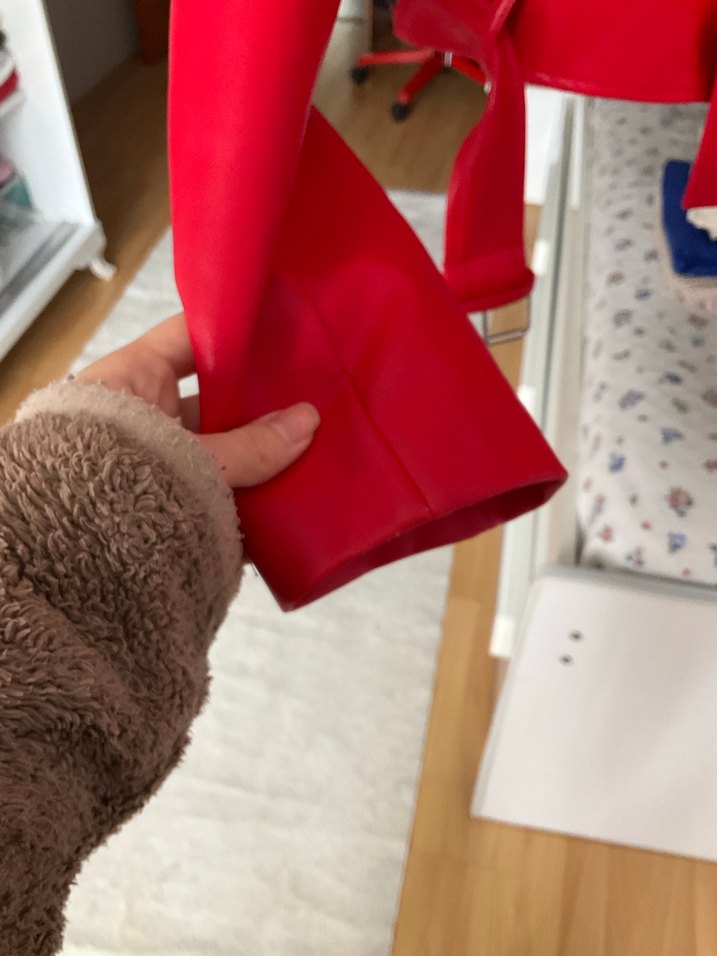 Stradivarius Kırmızı Kadın Deri Biker Ceket - Görsel 3