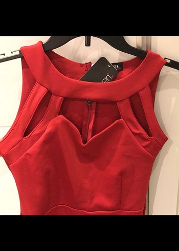 Kırmızı Kolsuz Elbise - Görsel 5