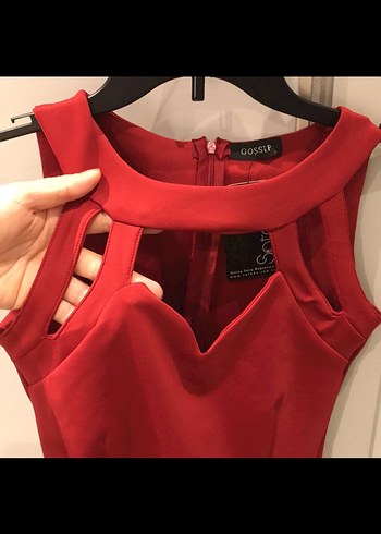 Kırmızı Kolsuz Elbise - Görsel 4