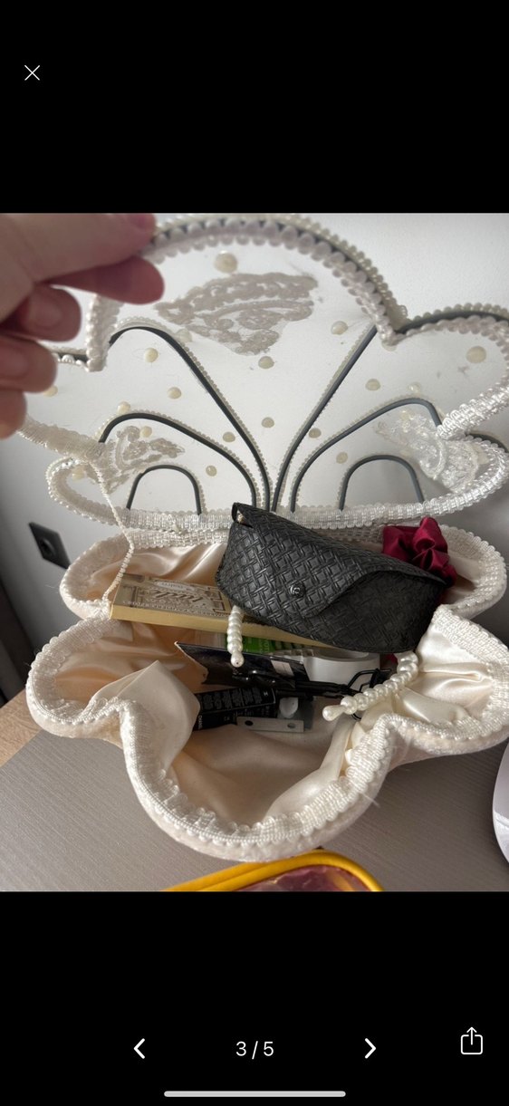 İnci İşlemeli Beyaz Bohem Gelin Aksesuarı - Görsel 2