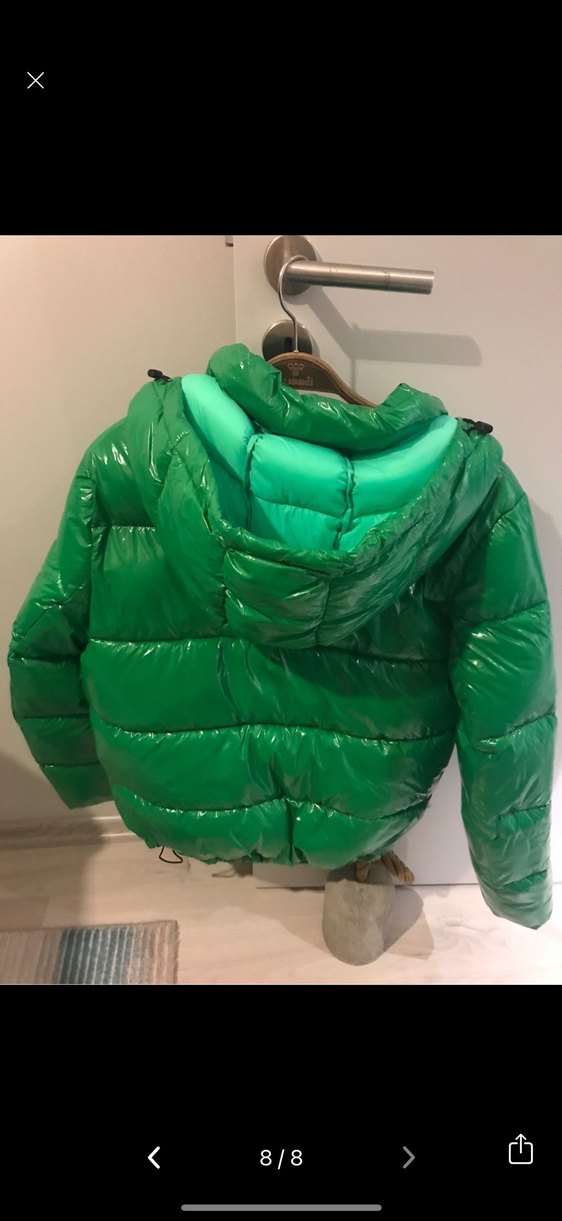 Parlak Yeşil Kadın şişme Mont - Görsel 3