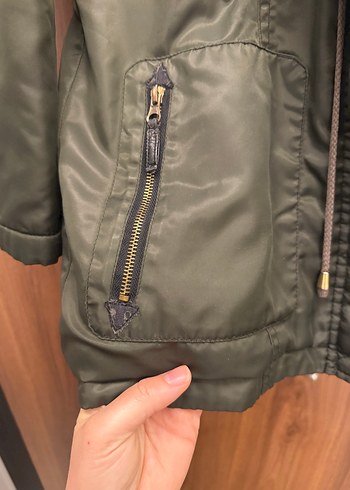 Kürk Detaylı Gri Deri Kadın Ceket - Görsel 5