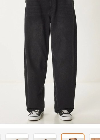 36 Beden siyah Renk Siyah Baggy Jean Kot Pantolon