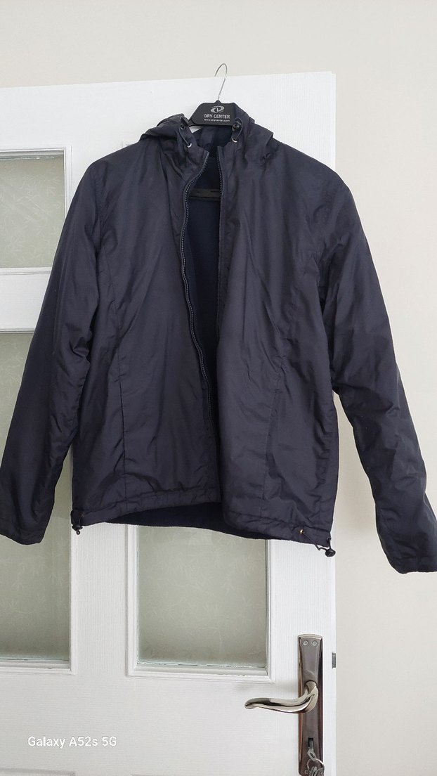 Gri kadi Kapüşonlu Fermuarlı Yağmurluk - Görsel 4