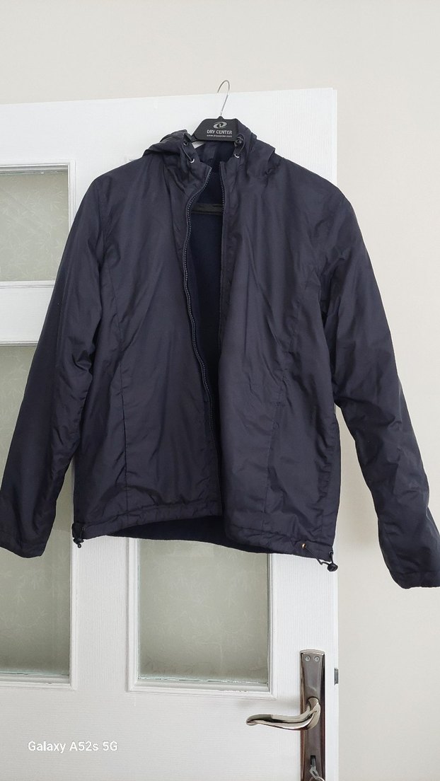 Gri kadi Kapüşonlu Fermuarlı Yağmurluk - Görsel 3