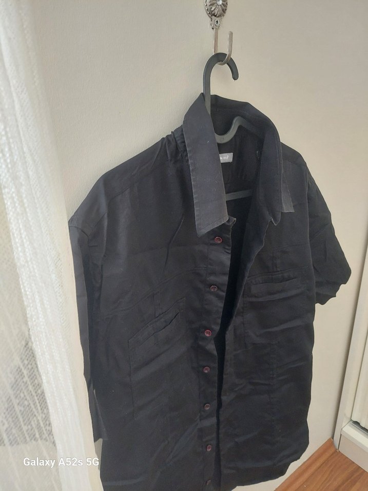 Erkek Siyah Kısa Kollu Gömlek - Görsel 2