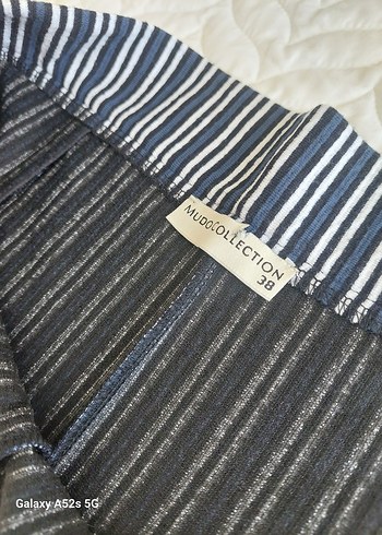 Kadın Geniş Kesim Çizgili Pantolon - Görsel 3