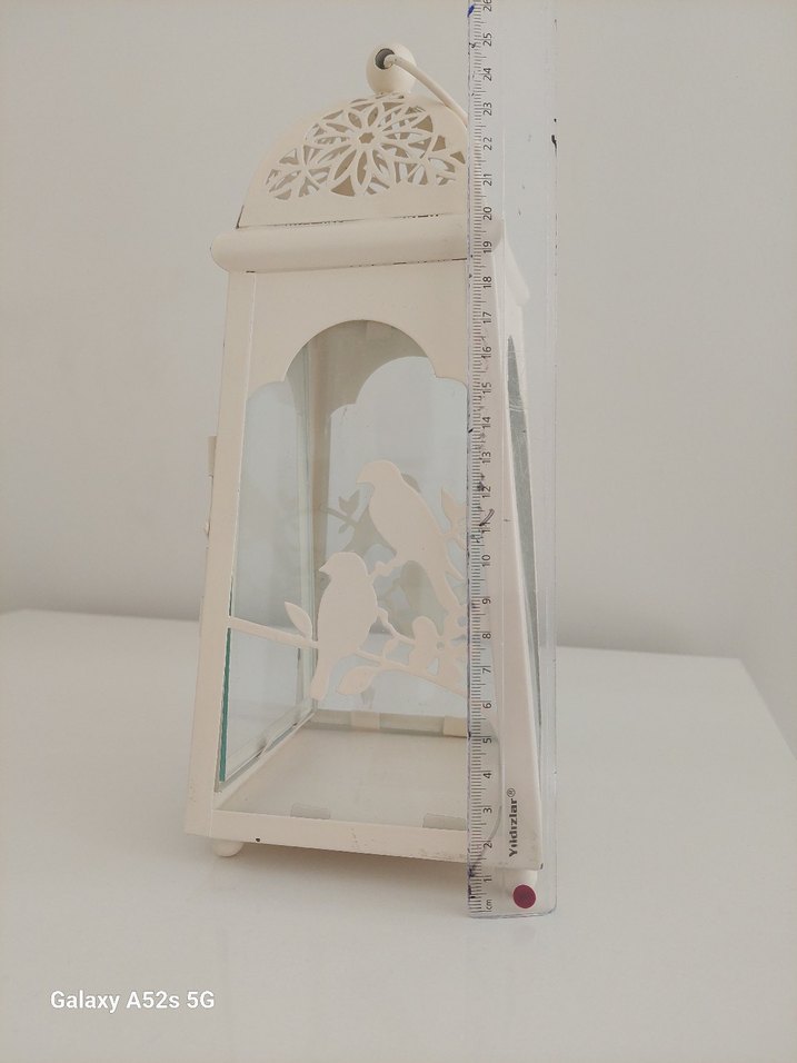 Beyaz Kuş Desenli Mumluk - Görsel 3