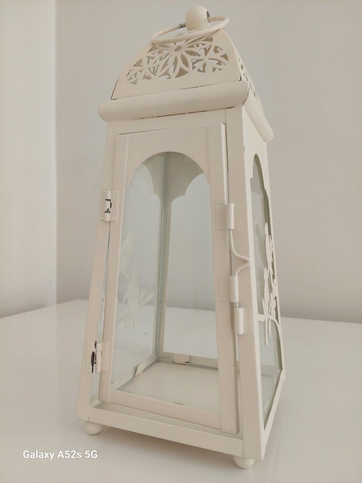 Beyaz Kuş Desenli Mumluk - Görsel 2