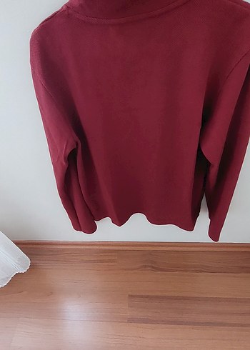 Bordo Yüksek Yakalı Kadın Sweatshirt - Görsel 2