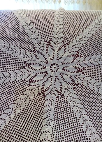 El Örgüsü Beyaz Dantel Örtü - Görsel 3