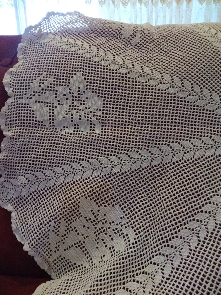 El Örgüsü Beyaz Dantel Örtü - Görsel 2