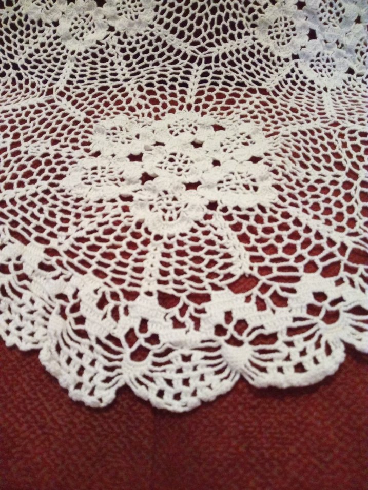Geleneksel Beyaz Örgü Dantel Örtü - Görsel 3