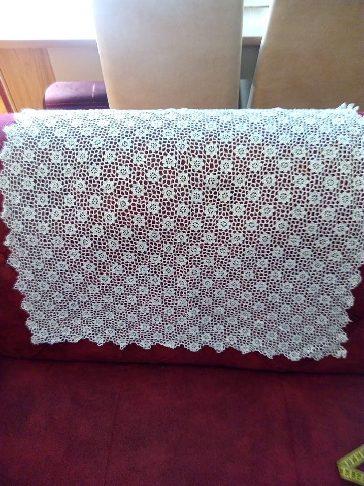 El İşi Beyaz Örgü Dantel Masa Örtüsü - Görsel 5