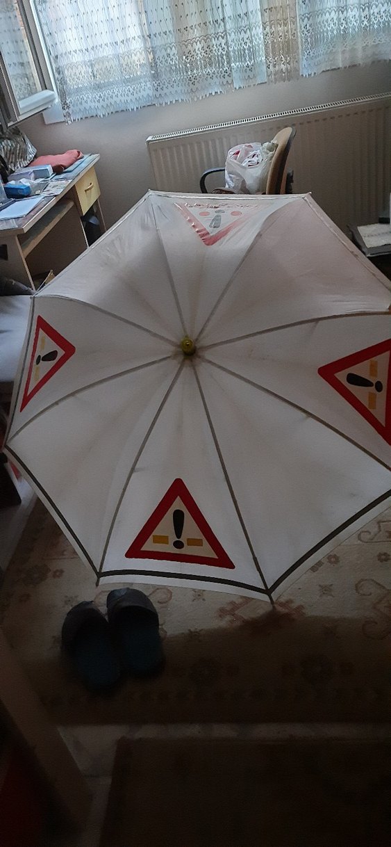 Dev alman malıTokalı Beyaz Kadın Şemsiye - Görsel 2