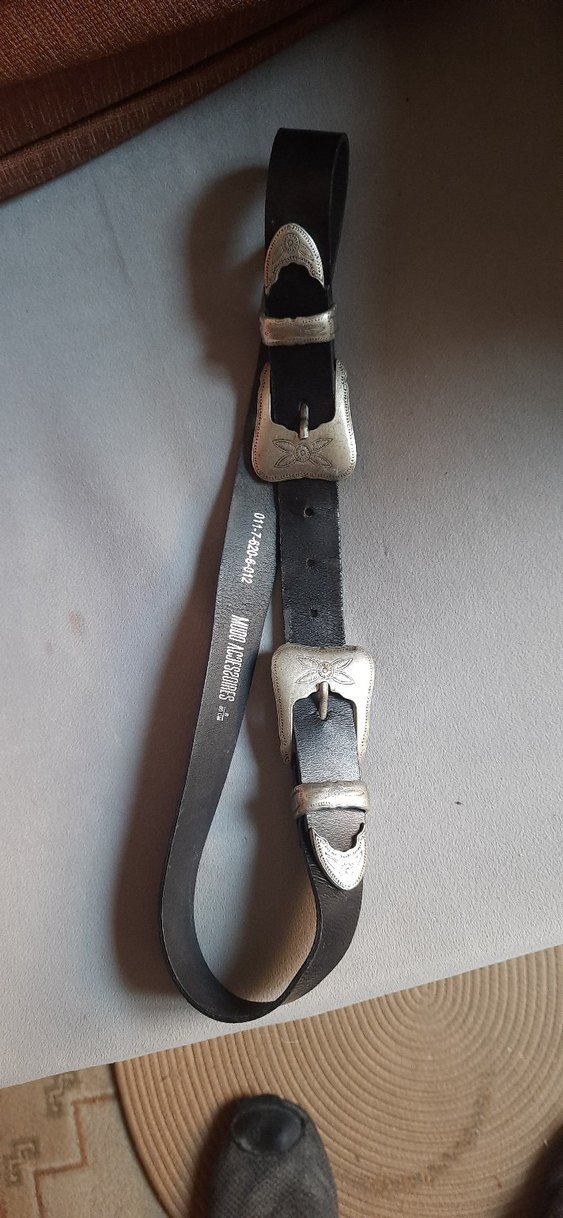 Kadın Deri  Çift Tokalı  Antika Vintage Kemer - Görsel 4